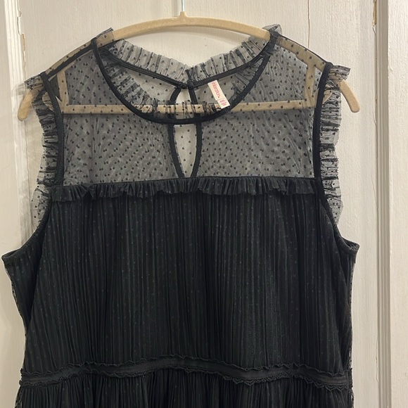 Black Dress with Polka Dot Mesh - Picture 2 of 8